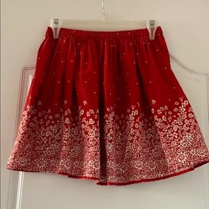 Gap kids red floral skirt